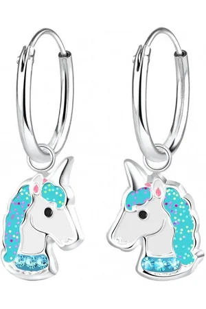 ALEXANDER YORK Paar Creolen Charm-Ohrringe EINHORN aqua, 2-tlg., 925 Sterling Silber - Verkäufer: