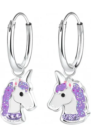 ALEXANDER YORK Paar Creolen Charm-Ohrringe EINHORN Kristall lila, 2-tlg., 925 Sterling Silber - Verkäufer: