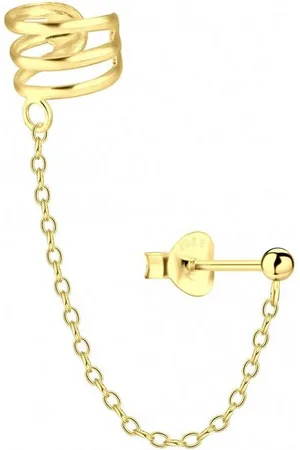 ALEXANDER YORK Ohrklemme Ohrstecker BALL mit EAR CUFF Triple line in Gold, 925 Sterling Silber - Verkäufer: