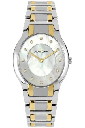 Jacques Lemans Quarzuhr 1-2155D, Armbanduhr, Damenuhr, Perlmutt, bicolor, Glaskristalle