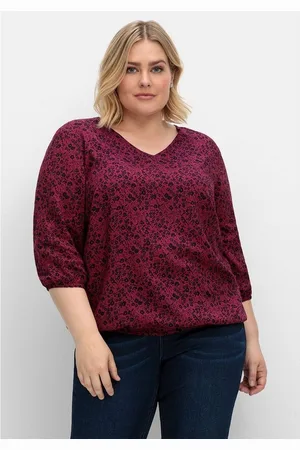 Sheego Tunika Große Größen mit Minimalprint und Saum-Gummizug