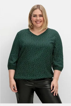 Sheego Tunika Große Größen mit Minimalprint und Saum-Gummizug