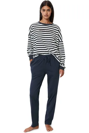 Marc O’ Polo Pyjama Mix & Match Cotton-Woven (Set, 2 tlg) mit Logoschriftzug auf der Brust