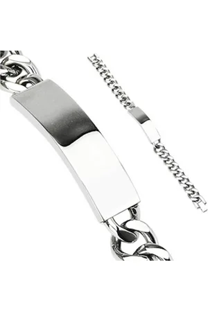 Bungsa Königsarmband Armband massiv mit Gravurplatte Silber aus Edelstahl Herren (1 Armband, 1-tlg), Bracelet Armschmuck - Verkäufer: