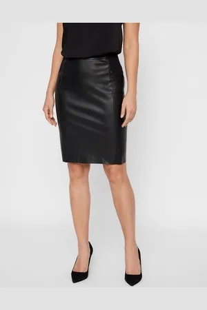 VERO MODA Lederimitatrock VMBUTTERSIA HW COATED SKIRT NOOS