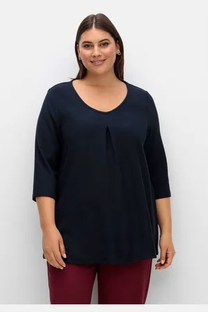 Sheego 3/4-Arm-Shirt Große Größen mit Kellerfalte, in A-Linie