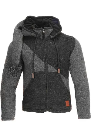 Kunst und Magie Strickjacke Strickjacke Goa Wolle Jacke Fleecefutter Zipfelkapuze Unisex Fair - Verkäufer: