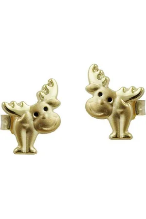 GALLAY Paar Ohrstecker Ohrring 8x6mm Elch Augen schwarz lackiert matt-glänzend 9Kt GOLD (1-tlg) - Verkäufer: Cats Collection