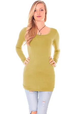 Muse Rundhalsshirt Basic Langarm Longshirt Skinny Fit 1098A - Verkäufer: malito