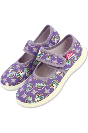 Beck Hausschuh Violet Dream Hausschuh (Mädchen lieben diesen Einhorn-Print) 100% Baumwolle, weiche Innensohle, schmale Passform - Verkäufer: