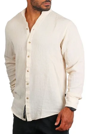 Carisma Langarmhemd Herren Sommer Hemd trendig luftig grob gewebt retro Look 9171/8567 Regular Langarm Stehkragen Uni - Verkäufer: fresh-style