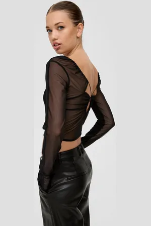 QS by s.Oliver Langarmshirt Crop-Shirt mit Rücken-Ausschnitt, x ELIF Durchzugkordel - Verkäufer: s.Oliver
