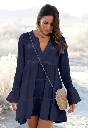 Lascana Longbluse mit Spitzeneinsätzen, Tunika, Blusenkleid, Strandmode