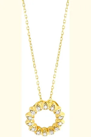 ELLEN K. Kette mit Anhänger Gold 375 zweifarbig mit 14x Diamant zus. 0,10ct.