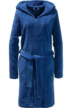 Erwin Müller Bademantel Velours Unisex-Bademantel "Balingen" mit Kapuze, Rückenlänge cm: 108, Velours-Frottier, mit Kapuze, V03, Velours Uni - Verkäufer: