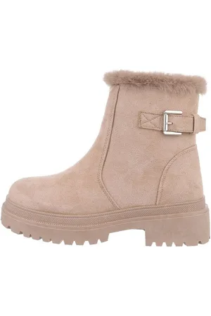 Ital-Design Damen Schnürschuhe Freizeit Plateaustiefelette Blockabsatz Plateaustiefeletten in Hellbraun - Verkäufer:
