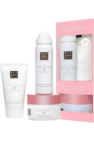 Rituals Pflege-Geschenkset The Ritual of Sakura Geschenkset Try Me – Duschschaum, Körperpeeling & Körpercreme. Pflegeset für Körper & Haut., 3-tlg., Verwöhnendes Pflege-Set mit Kirschblüte & Reismilch. - Verkäufer: Cultzen