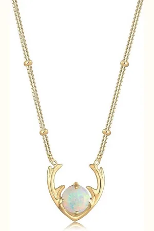 Elli Kette mit Anhänger Synthetischer Opal Rentier Geweih 925 Silber, Hirsch - Verkäufer: JULIE & GRACE GmbH