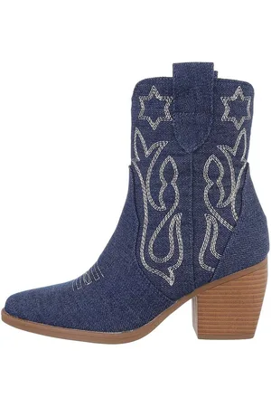 Ital-Design Damen Cowboyboots Western Westernstiefelette (84463253) Blockabsatz Western- & Bikerboots in Dunkelblau - Verkäufer: