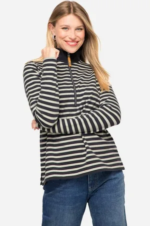 Laurasøn Sweatshirt Sweatshirt Ringel Troyer-Kragen Langarm - Verkäufer: Popken Fashion Group