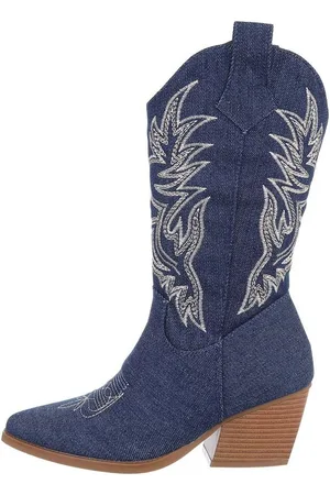 Ital-Design Damen Cowboyboots Western Westernstiefel (84463162) Blockabsatz Western- & Bikerstiefel in Dunkelblau - Verkäufer: