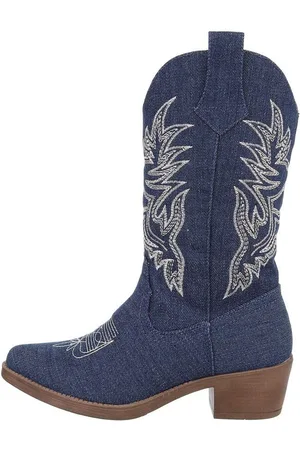 Ital-Design Damen Cowboyboots Western Westernstiefel (84463151) Blockabsatz Western- & Bikerstiefel in Dunkelblau - Verkäufer: