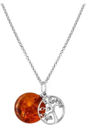 vivance collection Kette mit Anhänger 925/- Sterling Silber rhodiniert Bernstein