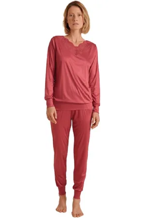 Calida Pyjama Damen Bündchenpyjama 43254 pomegranate red (1 Stück, 1 tlg., 1 Stück) - Verkäufer: Mein Style