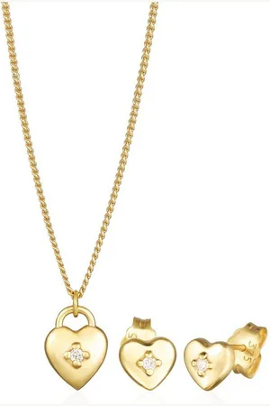 Elli DIAMONDS Schmuckset Herz Liebe Solitär Diamant (0.015 ct) 375 Gelbgold, Diamant - Verkäufer: JULIE & GRACE GmbH