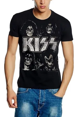Coole-Fun-T-Shirts Print-Shirt KISS - SKULL HEADS - T-SHIRT Schwarz M L XL XXL - Verkäufer: