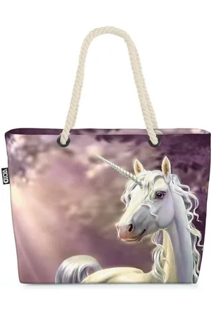 Void Strandtasche (1-tlg), Einhorn Mädchen Himmel Tier Fabelwesen Pferd Regenbogen Blumen Rosa M - Verkäufer: style3