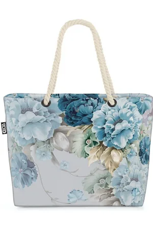 Void Strandtasche (1-tlg), Blaue Blumen geblümt Blüten blumenmuster muster blumendekoration same - Verkäufer: style3