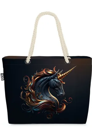 Void Strandtasche (1-tlg), Einhorn Statue Pferd Fantasy Mädchen Gold Märchen traumwelt fabelwese - Verkäufer: style3