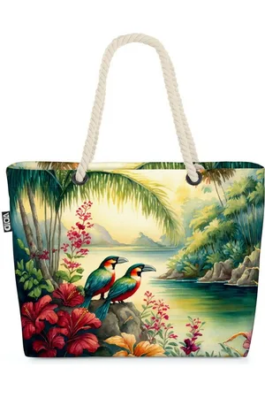 Void Strandtasche (1-tlg), Tropen Insel Papagei Dschungel Tropeninsel Papagei Dschungel Palmen S - Verkäufer: style3