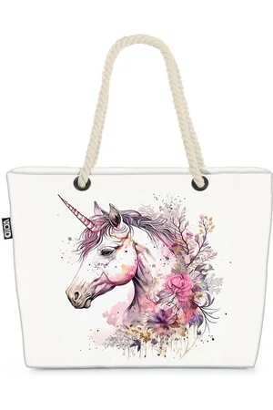Void Strandtasche (1-tlg), Blumen Einhorn Gemälde Kinder Fantasy Märchen Mädchen kinderzimmer ei - Verkäufer: style3
