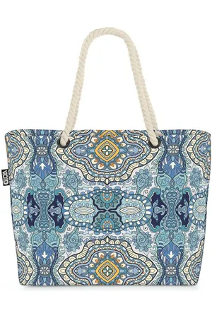 Void Strandtasche (1-tlg), Orientalisch Muster Blau Orient Ethno Blumen Blumendekor blumenmuster - Verkäufer: style3