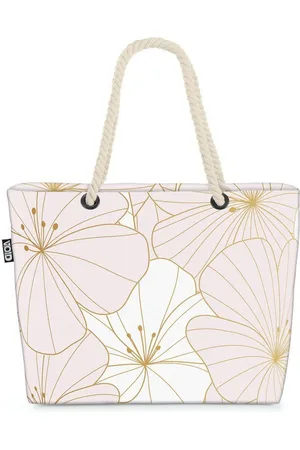 Void Strandtasche (1-tlg), Wildblumen Grafik Blumen geblümt blumen weiss gold blüten blumenmuste - Verkäufer: style3