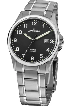 ATRIUM Quarzuhr A23-31, Armbanduhr, Herrenuhr,Damenuhr,Datum, Titanarmband, bis 10bar wasserd.