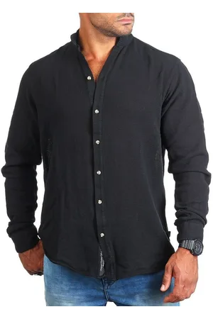 Carisma Langarmhemd Herren Sommer Hemd trendig luftig grob gewebt retro Look 9171/8567 Regular Langarm Stehkragen Uni - Verkäufer: fresh-style