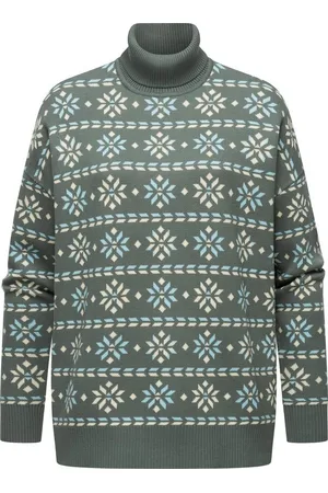 Ragwear Stehkragenpullover Danika Organic Damen Pullover mit winterlichem Muster-Print