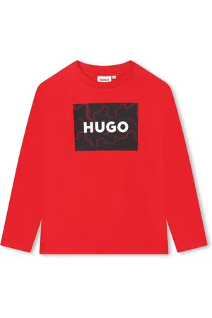 HUGO BOSS Langarmshirt Kids Langarmshirt rot mit strukturiertem Logo - Verkäufer: coolkids-store