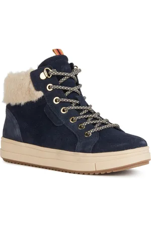Geox J REBECCA GIRL WPF Winterboots Schnürstiefel, Kinderstiefel mit Fellimitat
