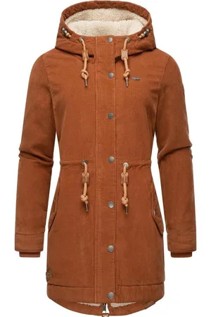 Ragwear Winterjacke Canny Corduroy stylischer Damen Cordmantel mit Kapuze