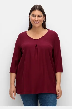 Sheego 3/4-Arm-Shirt Große Größen mit Kellerfalte, in A-Linie