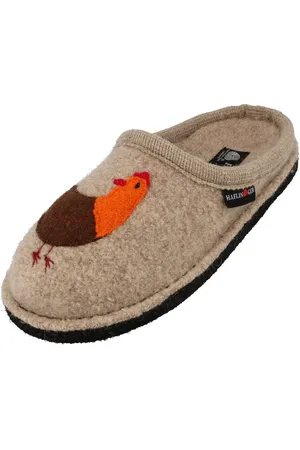 Haflinger Flair Gallina Pantoffeln aus gewalkter Wolle Motiv Huhn Unisex Hausschuh - Verkäufer: Natural Slipper