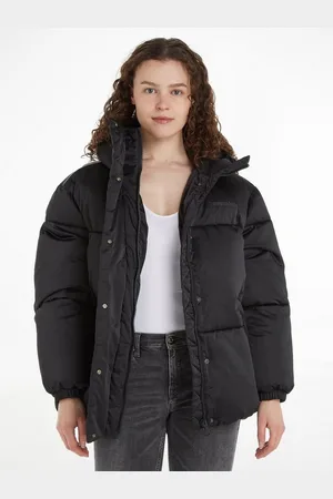 Tommy Hilfiger Steppjacke TJW OVR SATIN PUFFER mit Markenlabel