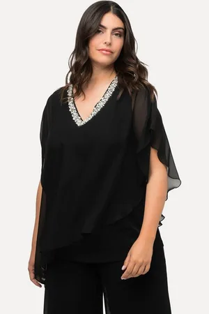 Ulla Popken Longbluse Chiffonbluse doppellagig V-Ausschnitt Halbarm - Verkäufer: Popken Fashion Group