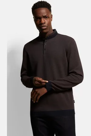Bugatti Langarm-Poloshirt mit Stehkragen