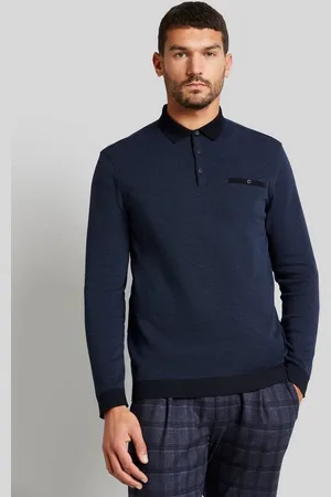 Bugatti Langarm-Poloshirt in 2-tone-Optik