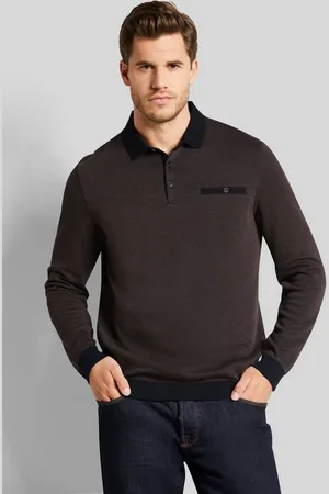 Bugatti Langarm-Poloshirt in 2-tone-Optik